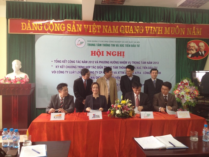 Lễ ký kết thỏa thuận hợp tác chiến lước giữa Ban quany lý các khu công nghiệp & chế xuất Hà Nội và Công ty ATFA